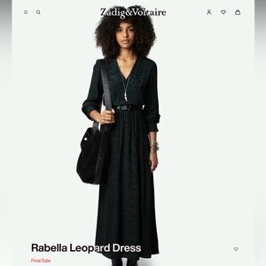 Zadig & Voltaire Rabella Dark Green Leopard Dress